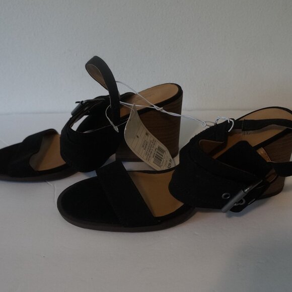 Universal Threads Black Sandals Heels Sling Back Matti Buckle Womens Size 6 - Picture 2 of 5